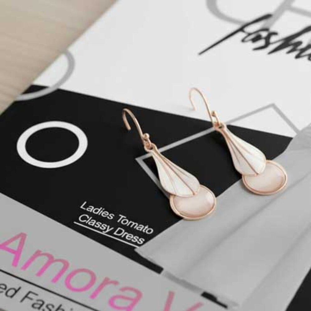 Ladies Pink Teardrop Earrings - Picture 3 of 8